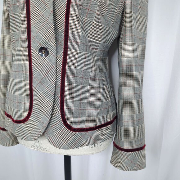 Vintage 90s Louis Feraud Blazer 8 Medium Gray Plaid - Picture 3 of 8